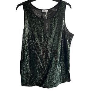 IN’VOLAND Woman’s Green Sequin Tank Top NWT plus 14W